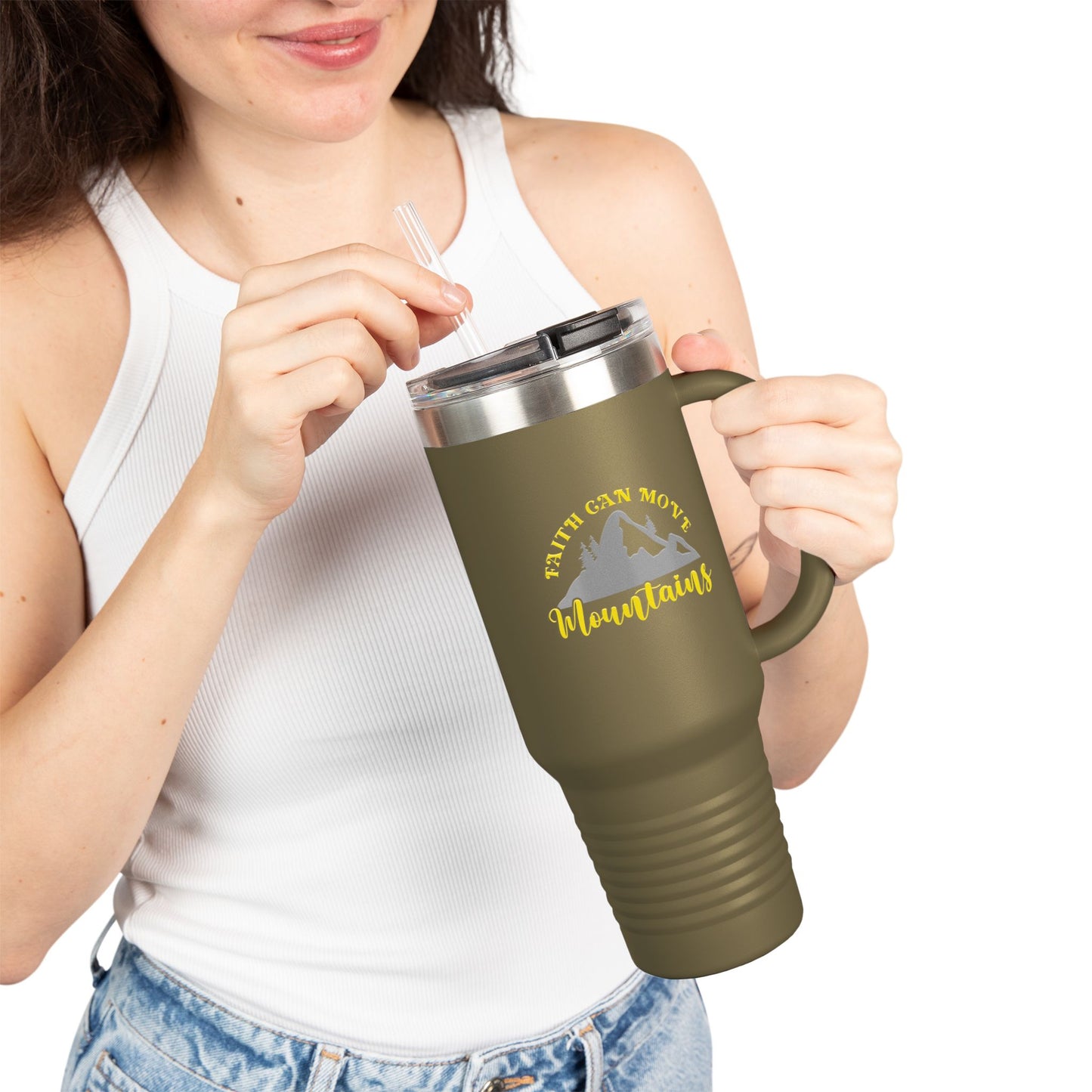 40oz Insulated Mug - Faith Can Move Mountains